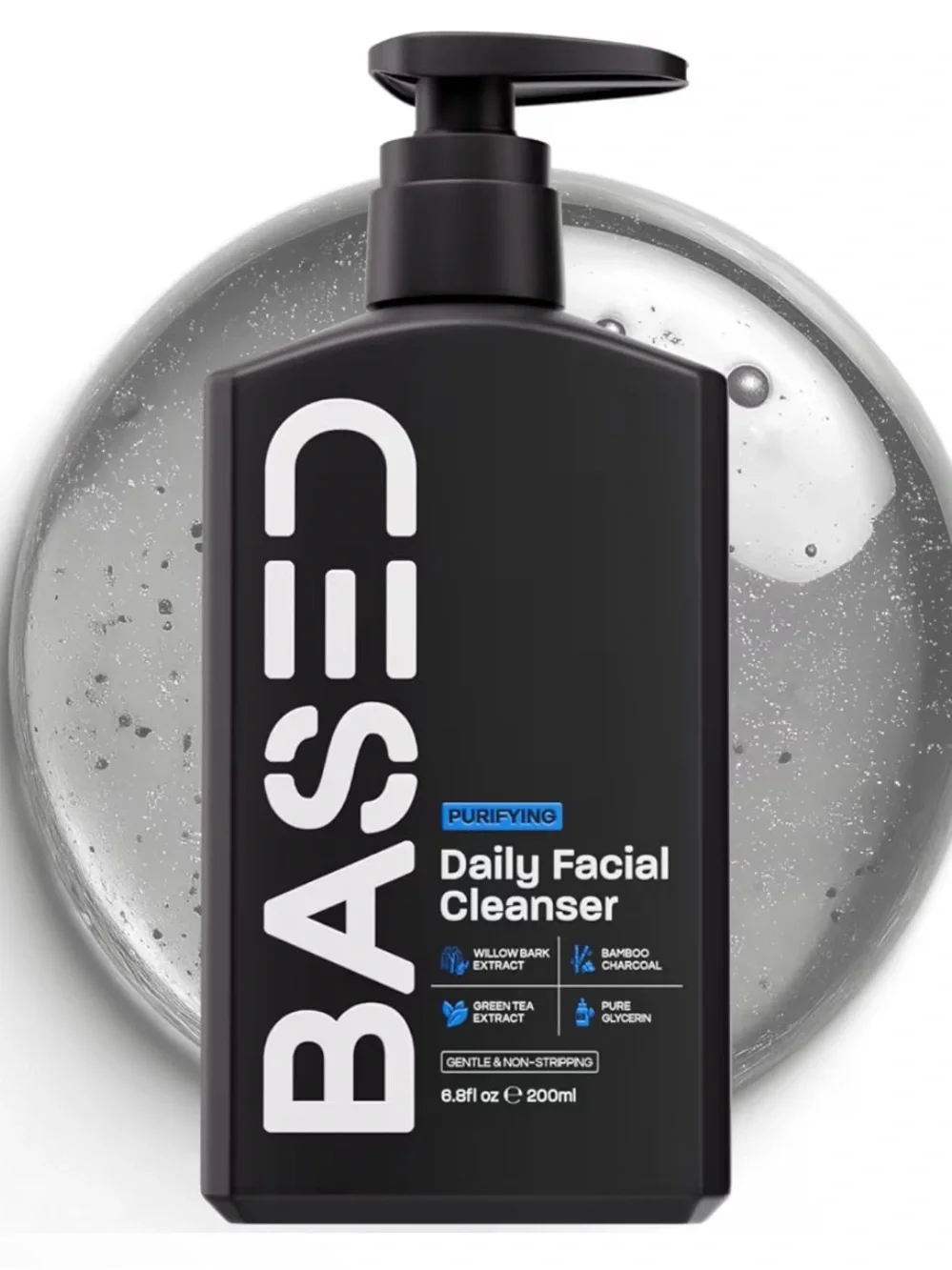 BASED Daily Facial Cleanser for Men - Deep Cleaning Formula with Bamboo Charcoal
